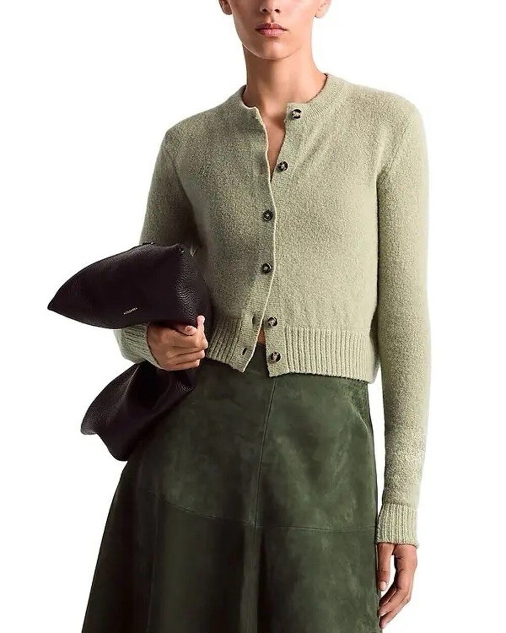 Altuzarra Thea Button Front Cardigan Sweater in Sea Foam Green Medium